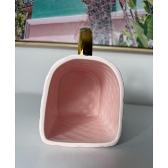 Pink Gold Handbag Purse Shaped Ceramic Textured Novelty Coffee Tea Mug Cup - Picture 6 of 8